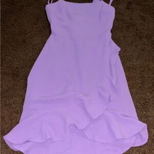 Spaghetti strap Monteau Light Purple Asymmetrical Dress